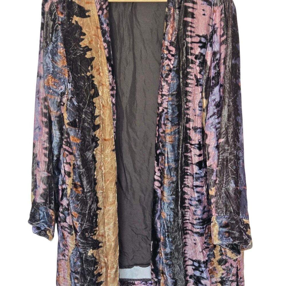 Johnny Was WORKSHOP VELVET Kimono Jacket Purple Artsy BOHO L
